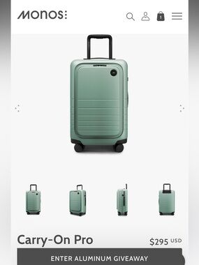 Monos Carry-On Pro Travel Bag in Sage Green